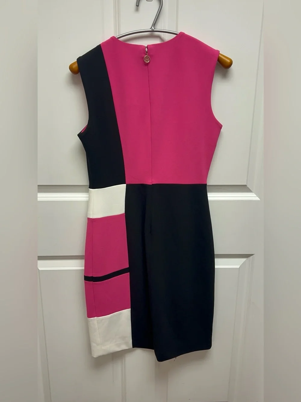 Tommy Hilfiger sleeveless Pink and Black color-block sheath dress NWT Size 4 - Picture 5 of 6